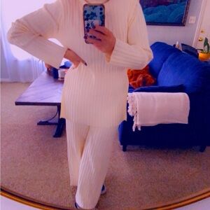 Dressed In Lala- Cream Ribbed Knit Sweater Set w/pants